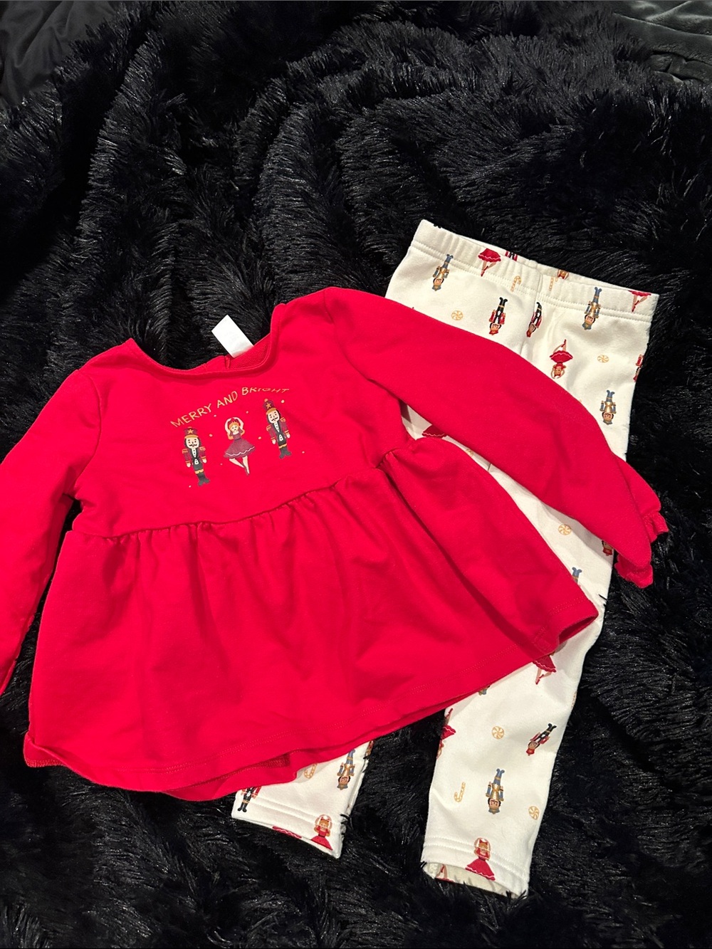 Carter's Red Nutcracker Top with Cream Nutcracker Print Leggings